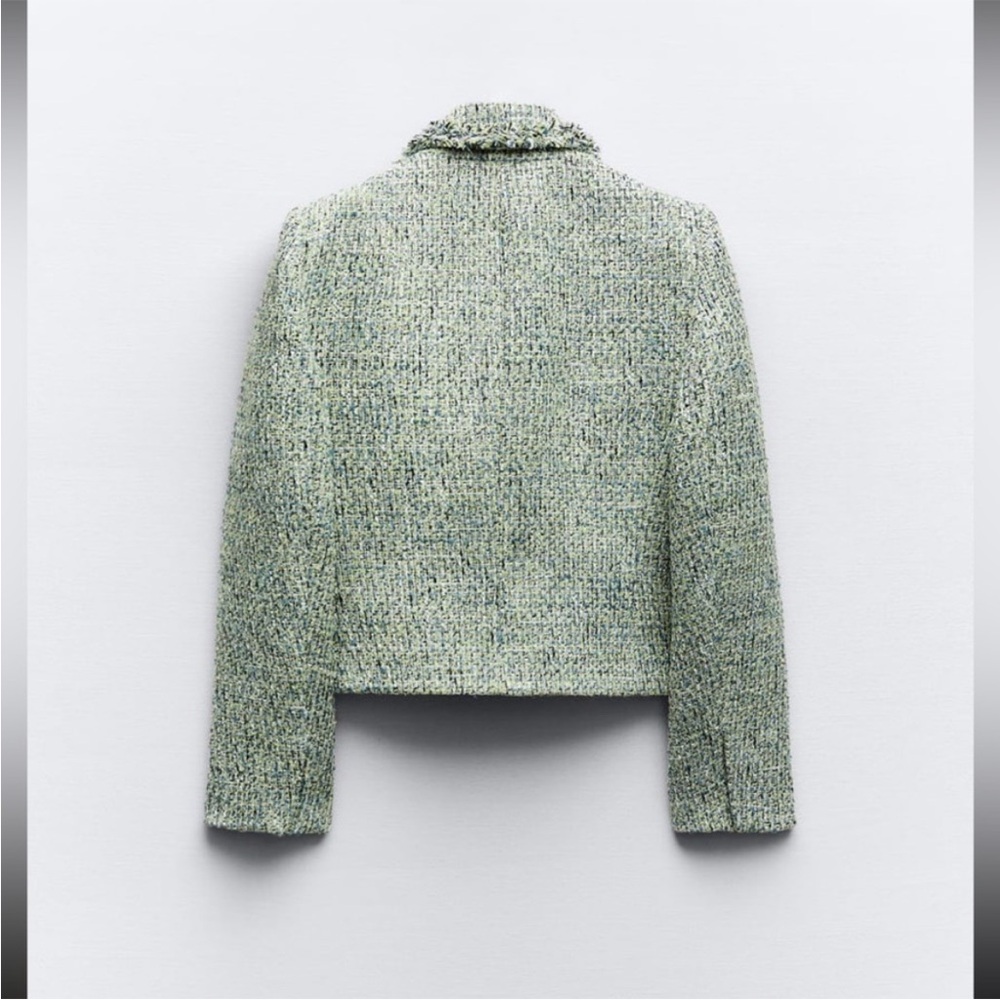 EUC Zara green tweeted structured blazer, medium - Picture 3 of 8
